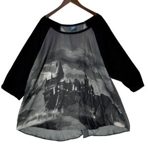 Torrid x Harry Potter Top Size 5X Raglan Chiffon Open Back Semi Sheer Hogwarts